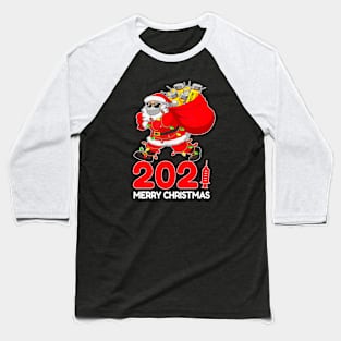 Santa Claus Vaccinated Merry Christmas 2021 Xmas Lights Baseball T-Shirt